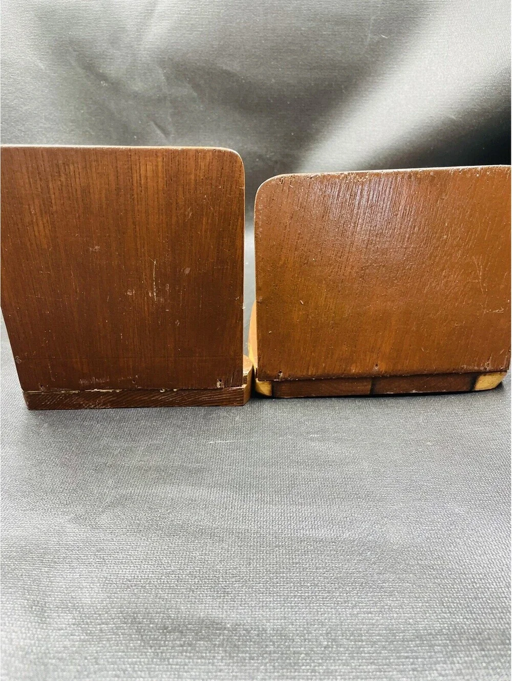 Vtg Folk Art Bookends Wood Hand Painted Pair Book Ends Grannycore 1970s